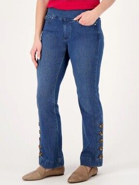 Belle by Kim Gravel Flexibelle Flare Jean with Horn Buttons